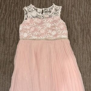Rare Editions Girls Sleeveless White & Pink Lace Embellished Dress Size 6